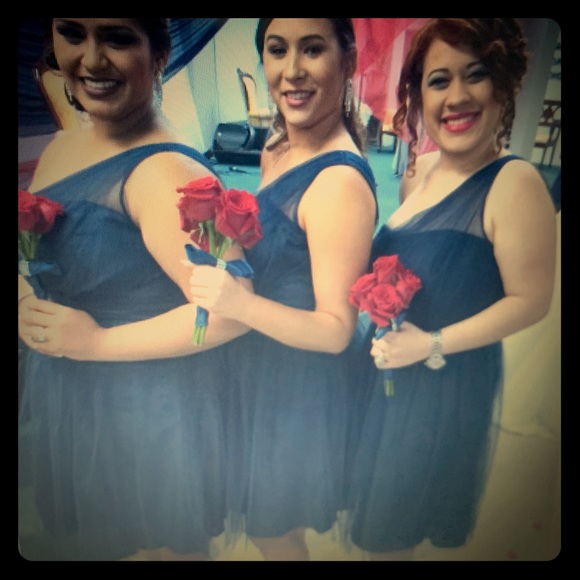 navy one shoulder bridesmaid dresses